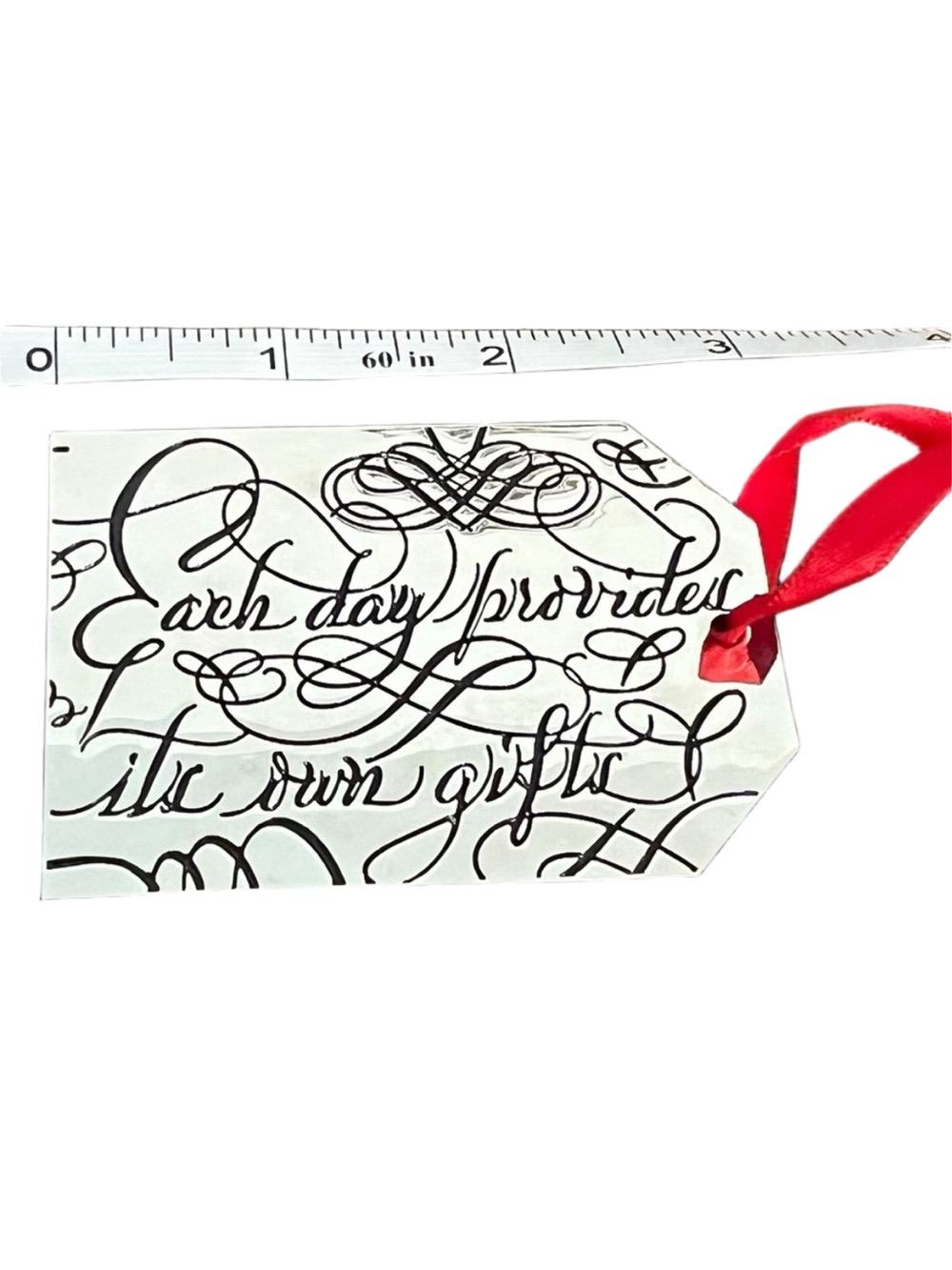 Neiman Marcus Metal Gift Tag Silver Red